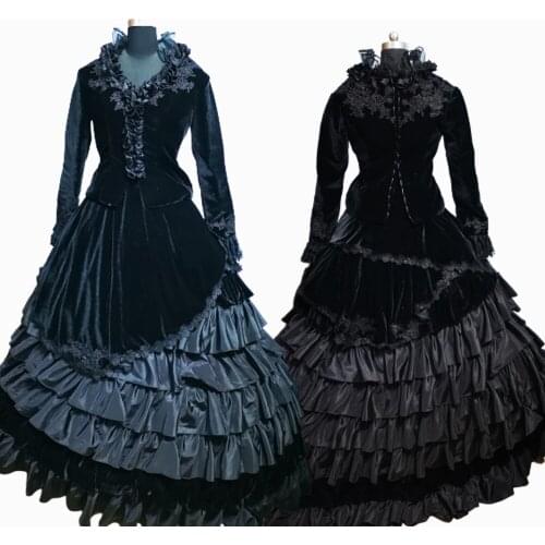 2020 New black Vintage costumes 18th Duchess Retro medieval Renaissance Reenactment Theatre Civil war Victorian dress D-655