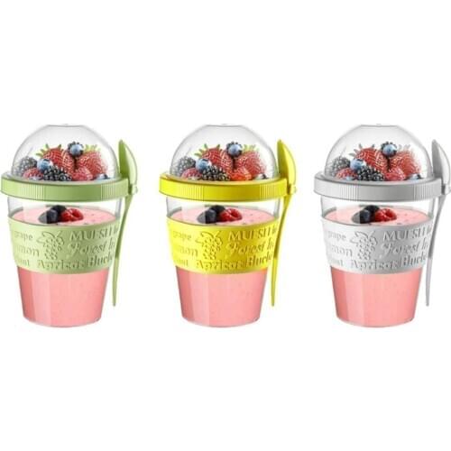 3 PCs Ruba Taken Go Lid With Spoon Cups Yogurt Container
