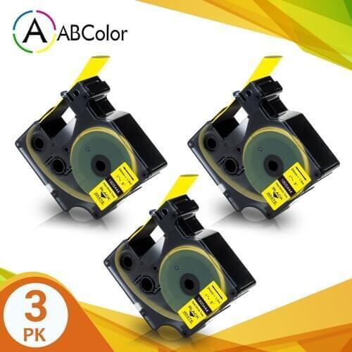 3PK 1805444 Tape for DYMO Rhino IND Heat Shrink Tape 24mm 1805444 Industrial Tape Black on Yellow For DYMO Rhino 6000 Printer