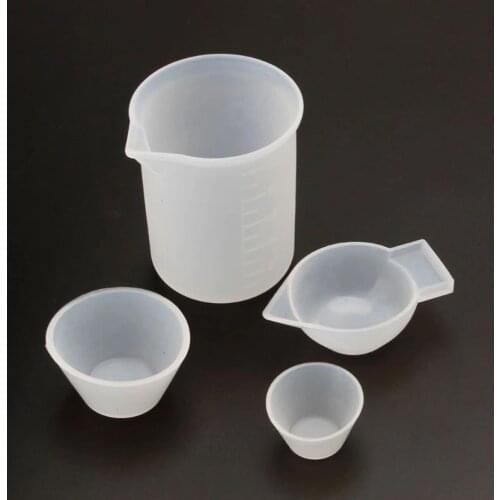 DIY Handmade Dropper Measuring Cup Tool 4Pcs Non-stick Silicone Mixing Measuring Cups Durable Epoxy Resin Cups Mixing Cup Kit