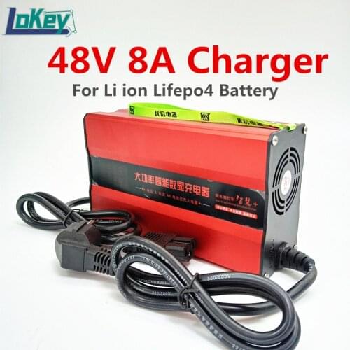 48V 8A Smart Charger for Lithium battery 13S 54.6V 14S 58.8V Li ion 16S 58.4V Lifepo4 charger with LCD display screen