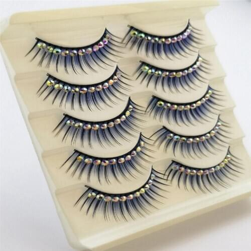 5 Pairs 3D Rhinestones Glitter Artificial Eyelashes Extension Cosmetic Makeup Tool