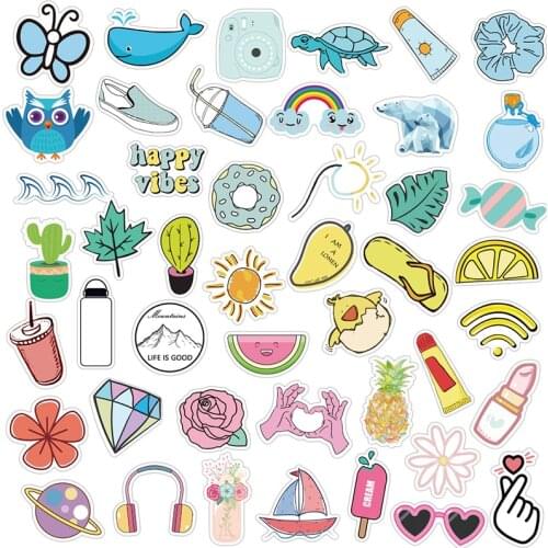 50PCS/Set kawaii Cute Vsco Sticker Pack For Girls Things On Guitar Suitcase Laptop Decal Phone Fridge Skateboard Car Stickers