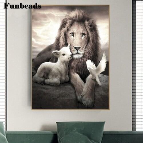 5D Diamond Painting Lions sheep pigeon animal Full Square Round Drill Diamond Embroidery mosaic Cross Stitch kit decor2020 FF295
