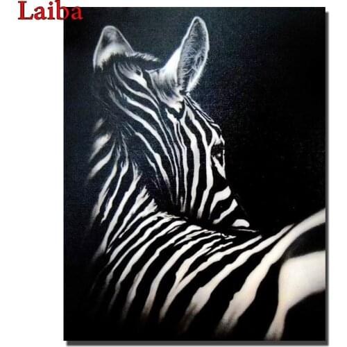 Diamond Embroidery Zebra 5D DIY Diamond Painting Full Square round Drill Black White Animal Cross Stitch Kit Home Decoration