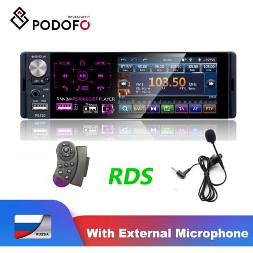 Podofo Radio Car 1 Din 4.1" Touch Screen Autoradio Bluetooth RDS AUX MP5 Video Player MP3 Auto Audio Stereo Dual USB Microphone