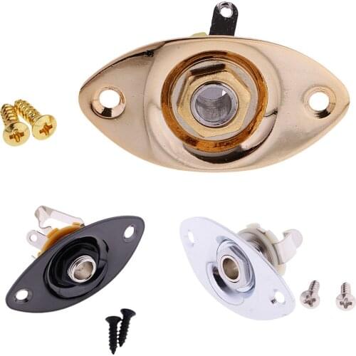 Electric Guitar Bass Parts Oval Style Input Output Jack Plate Socket
