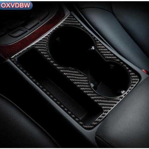 Carbon Fiber Water Cup Holder panel Trim Strip Car interior 3D Sticker For Audi A4 B8 A5 2009-2016 Car Styling Accessories