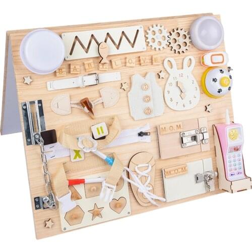 Baby Busy Board Early Educational Button Dressing Motor Skills for Toddlers