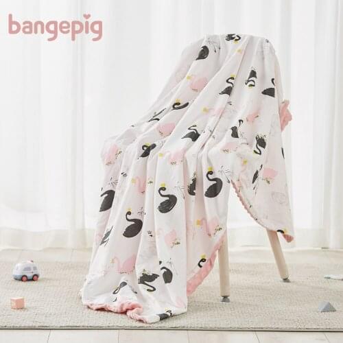 Bangepig Baby Blanket Cotton Soft Double Layer Warm Cartoon Breathable Newborn Blanket Swaddle Warp Bedding Covers Bubbles
