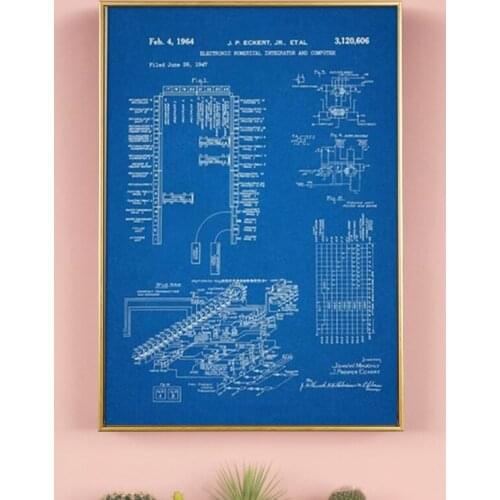 ENIAC First Programmable Computer patent, wall art, posters,Geek decor,vintage print,blueprint,gift idea, wall Decorations