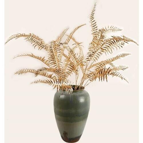 50CM-60CM-100CM Large Artificial Plants Golden Plastic Palm Tree Branch Flower Arrangement Material Wedding Leaves Home Decor