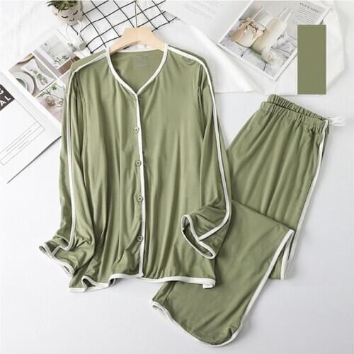 Nursing Sleepwear Breastfeeding Nightwear for Pregnant Women Loose Spring Autumn Long Sleeve Pajamas Suit New 2021 Pijama Mujer
