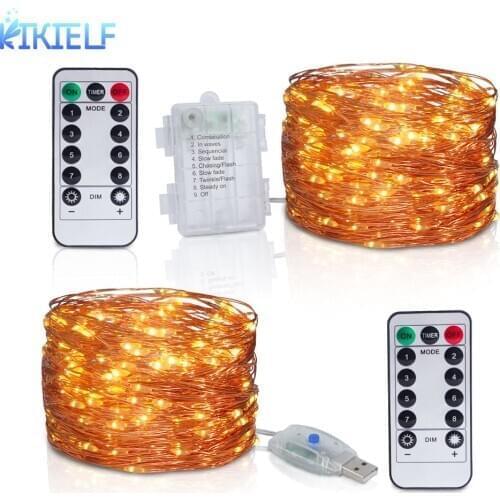 5M/10M/20M LED USB/Battery Fairy Lights Christmas Garland Light Remote Control LED String Lights For Wedding Party Garden Home