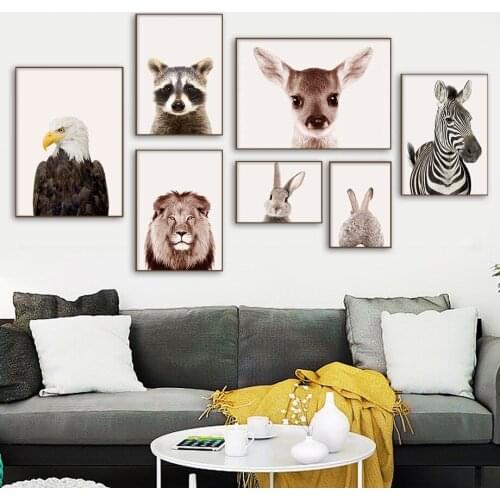 Cute Animal Nordic Lion Giraffe Squirrel Canvas Paintings Posters and Prints Wall Art Picture for Kids Children Room Home Decor