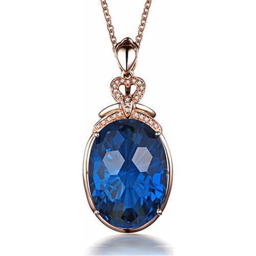 MOONROCY Crystal Chokers Pendant Necklace Rose Gold Color Blue Oval for Women Female Dropshipping Jewelry Wholesale Gift