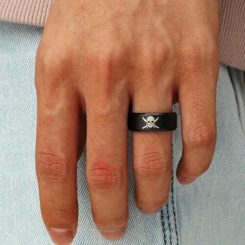 MOREDEAR Fashion 8mm Titanium Ring For Men Skeleton Ring