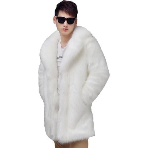 2018 New Mens jacket Autumn and Winter Imitation Fox Fur Mens Coat Thickening Long section Long-sleeved Imitation Fur Coat