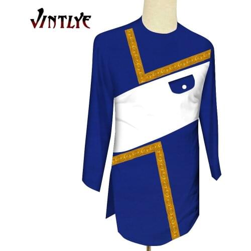 African Style Men Clothes Patchwork Embroidery Men Top Fashion Dashiki Blouse Long Sleeve Shirt Bazin Slim Man Outfit Wyn1393