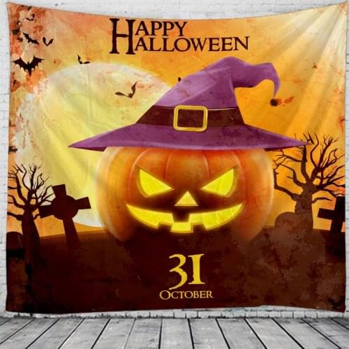 Halloween Evil Pumpkin Print Wall Tapestry Tapestries Wall Hanging Flower Psychedelic Tapestry Wall Hanging Decor Halloween Deco