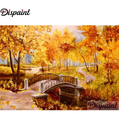 Dispaint Full Square/Round Drill 5D DIY Diamond Painting "Yellow tree" Embroidery Cross Stitch 3D Home Decor A11897