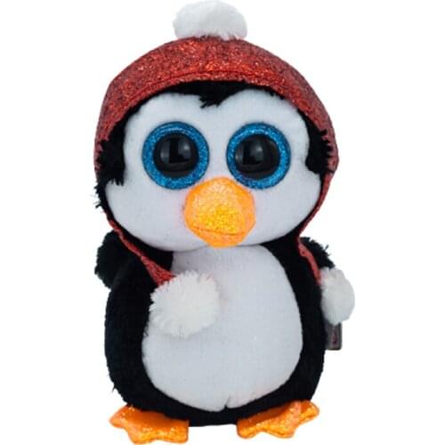 New 15CM Ty Big Eye Beanie Plush Doll Stuffed Toys Red Hat Penguin Soft Cute Collectible Doll Toy Boy Girl Birthday Gift