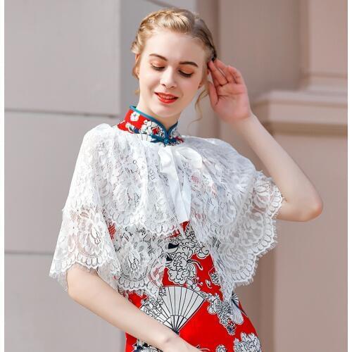 Women New lace short shawl mesh appliqué bridal cloak for bridal warps