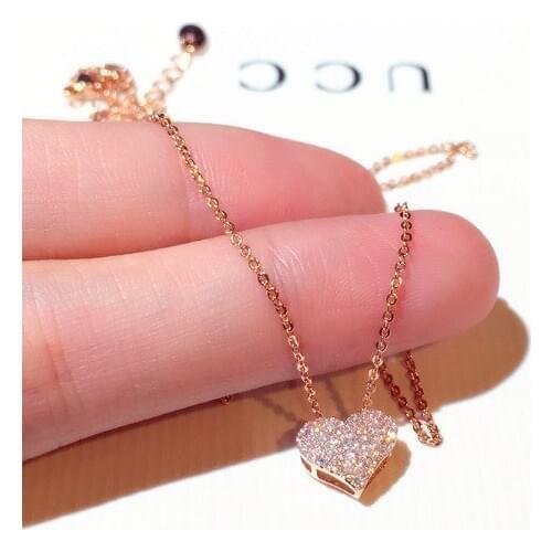 Micro Pave Cubic Zircon Heart Pendant Necklace For Women Fashion Small Crystal Heart Choker Wedding Jewelry Gifts Wholesale