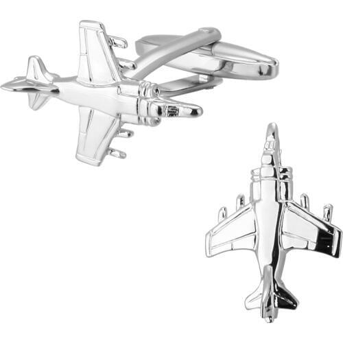A pair of high quality silvery jewelry French fighter aircraft Cufflinks men shirt cuff brass Cufflinks wholesale and retail
