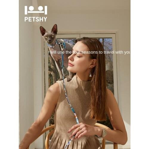 Cat walking rope cat harness fashion chest strap go out artifact cat collar leashes set special for kitten cat accessories