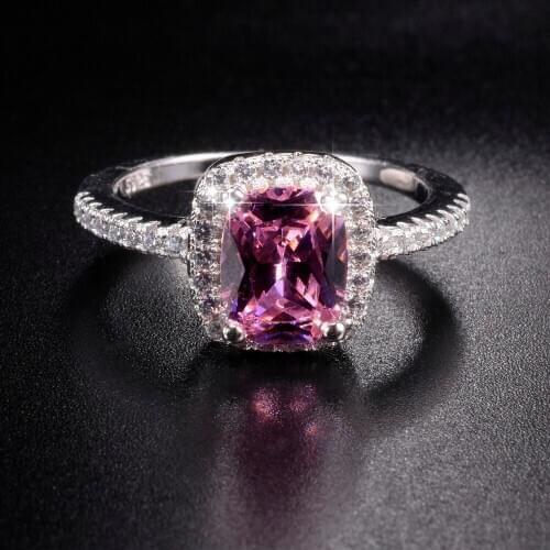 Promotion!! 7$ Real Solid 100% 925 Sterling Silver Wedding Rings Jewelry for Women 3ct pink Simulated Diamond Engagement Ring