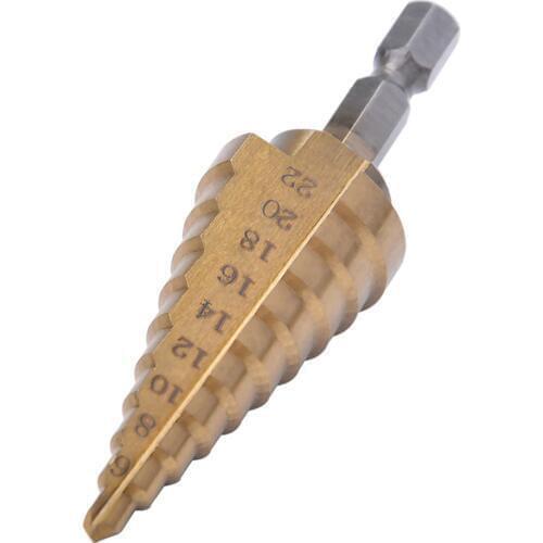 Hex Titanium Coating HSS Step Cone Drill Bit Hole Cutter 4-22mm for Sheet Drilling Power Tools for Metal High Speed Steel Wood