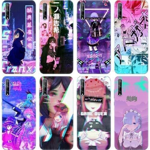 Hot Vaporwave Glitch Anime Soft Silicone Case for Huawei Y5 Lite 2018 Y6 Y7A Y9A Prime 2018 Y9 2019 Y9S Y5P Y6P Y7P Y8P Cover