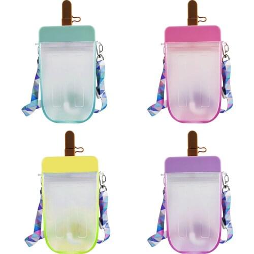Cute Straw Creative Cup Plastic Water With Straw Bottles Outdoor Transparent Juice Drinking Anti-fall Portable Kids Water Bottle
