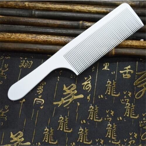 Retro Heat Resistant Salon Hair Trimmer Brushes Professional White Resin Cutting Comb Plastic Pin Tail Anti-static Comb 1PC