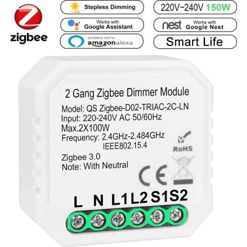 Zigbee 3.0 Dimmer Smart Switch Module With Neutral 2 Way Remote Control Smart Light Switch Relay Google Assistant Alexa Echo