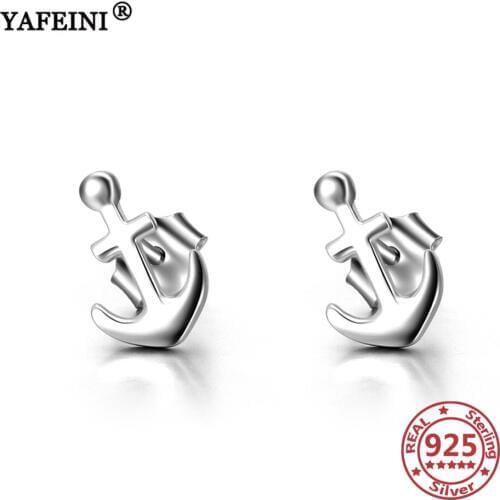 YAFEINI 925 Sterling Silver Anchor Stud Earrings Silver 925 Jewelry Womens Earrings Graduation Gifts Girls Gift Trendy Jewelry