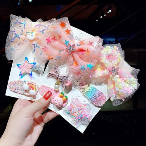 3pcs/set Princess Hair Bows Clips Mesh Bowknot Girls Hairpin Cartoon Animal Barrettes Birthday Party School Headwear Hair Grip