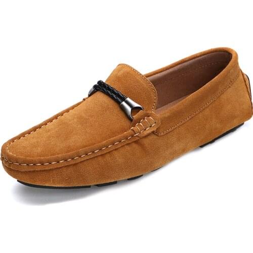 Suede Shoes Man Loafers High Quality Casual Shoes Boat Shoes Handmade Men Slipon Driving Shoes Male Moccasins Retro Breathable