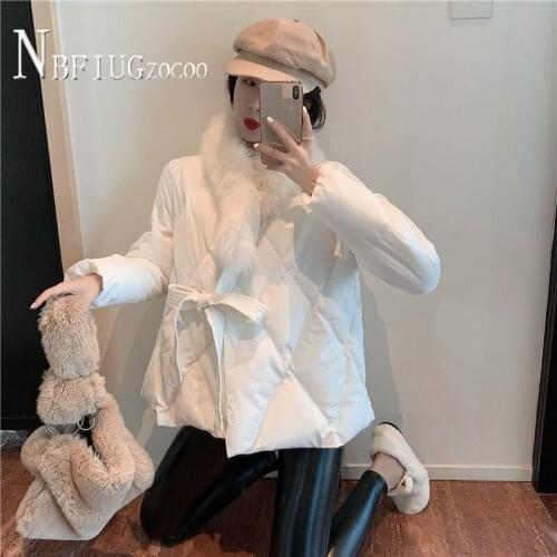 Women Casual Faux Fur Collar Parka Fashion Warm Parkas Outerwear 2 Colors