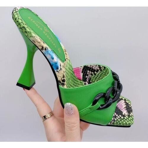 2021 Leopard Print Buckle Cows Animal Texture Sexy Sandals Stiletto Heels Square Toe Fashion High Heels Shoes Women Slippers