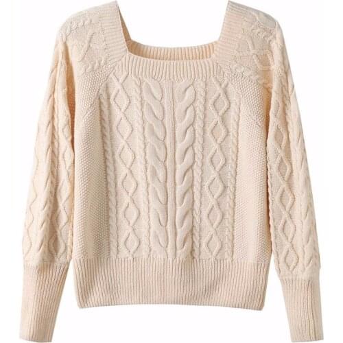 Temperament Square Neck Knitwear Spring/Summer 2021 New Womens Fashion Knitted Tops Womens Loose Casual