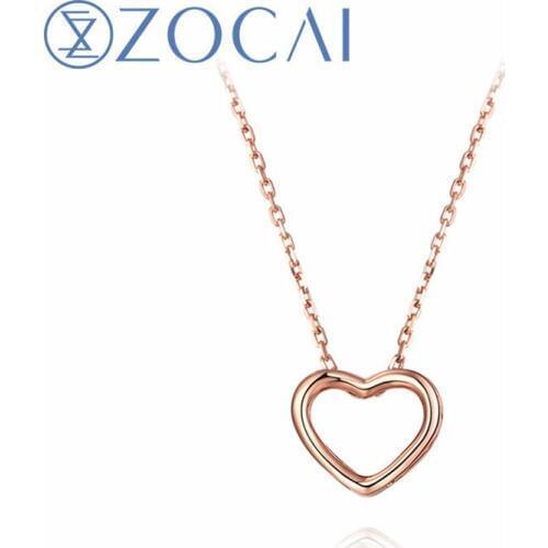 ZOCAI 18K rose gold(AU750) pendant with 925 silver chain Romantic heart shape gift necklace D04953
