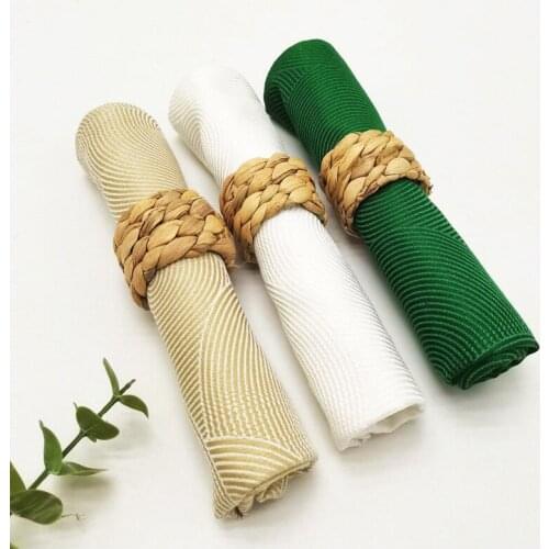 1/6pcs Natural Material Straw Corn Husk Napkin Holder Water Hyacinth Grass Napkin Buckle Napkin Ring Wedding Table Decoration