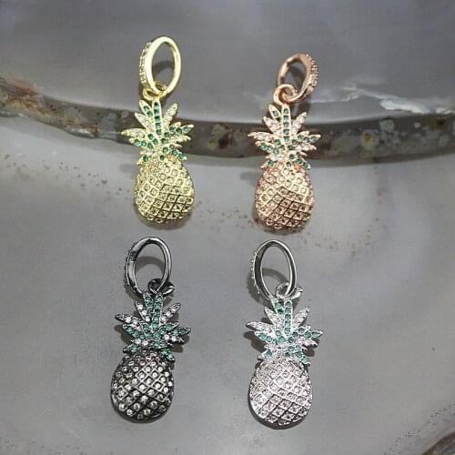 10*20mm 10pcs/lot Fashion cz micro pave charm, plating colorful cubic zircon jewelry,pineapple shape cz pendant