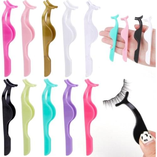 10/30Pcs False Eyelash Tweezers Eyebrow Clip Curler Nipper Auxiliary Clamp Plastic Lashes Forceps Makeup Tools Lash Applicator