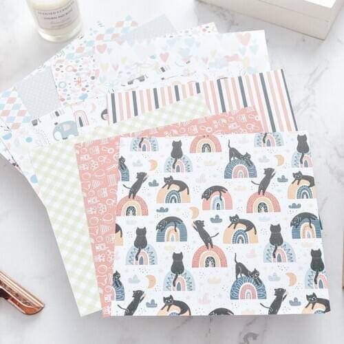 12Sheets Kindergarten Lovely Cat scrapbook Origami Paper Pad DIY Card Making Handmade Home Deco Gift Background Arts And Crafts
