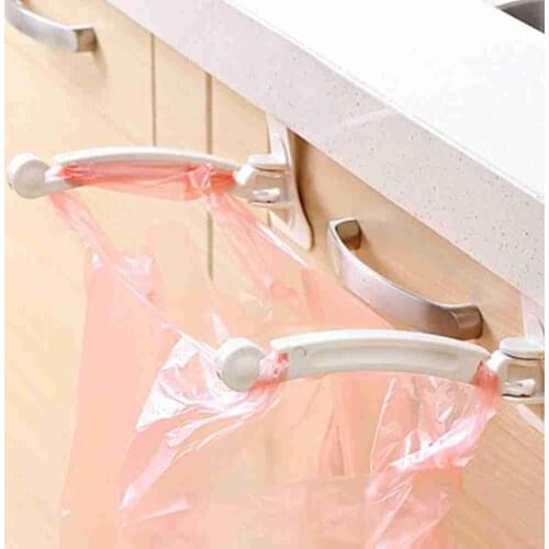 2 Pcs/Pack Trash Bag Holder Rubbish Bag Hanger Portable Hanging Trash Bag Plastic Garbage Bag Holder Storage Rack Kitchen Gadget