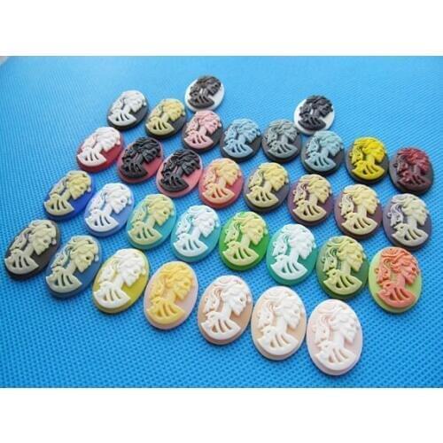 20pcs 18mmx25mm Mixed Color Oval Flatback Resin Beaty Skull Head Cabochon/Cameo Charm/Finding,Decoration Kit,DIY y Accessory
