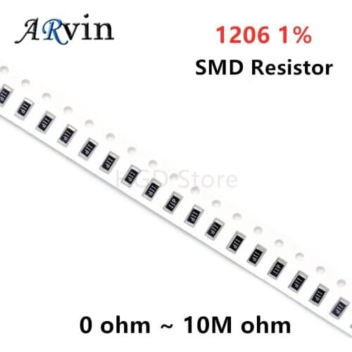 200Pcs 1% 1206 SMD Resistor 0R ~ 10M 1/4W 0 0.1 1 10 100 150 220 330 ohm 1K 2.2K 4.7K 10K 100K 1R 10R 100R 150R 220R 330R 1M 10M